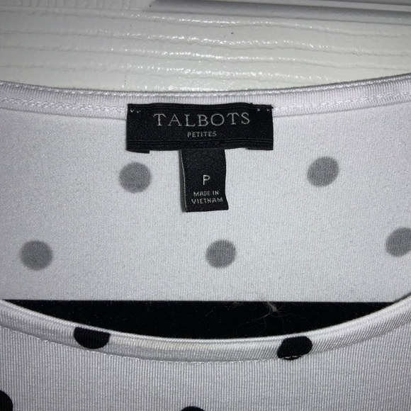 Talbots Petite Polka Dot Scoop Neck Flutter Sleeve Pullover Top Sz PP - Picture 3 of 5